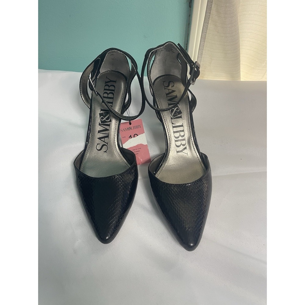 New Sam & Libby Black Suede And Snakeskin Heels Size 10 BinC